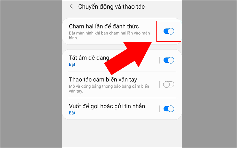 Bật tính năng Chạm hai lần để đánh thức